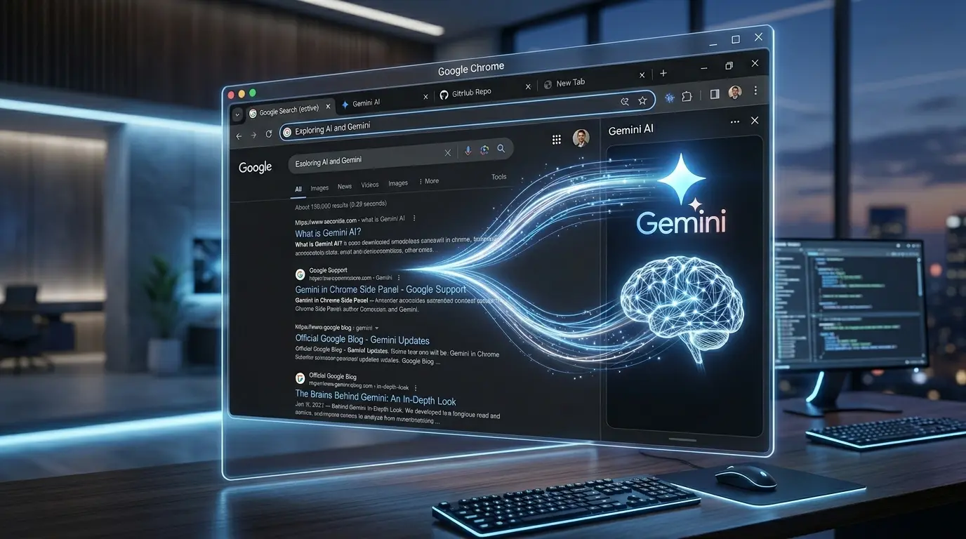 Google ChromeのサイドパネルでGemini AIが有効化されている様子
