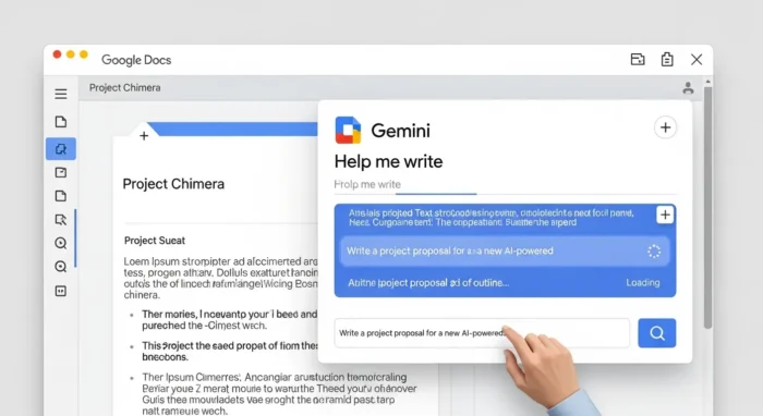 Google ドキュメントのGeminiパネルによる文章生成画面