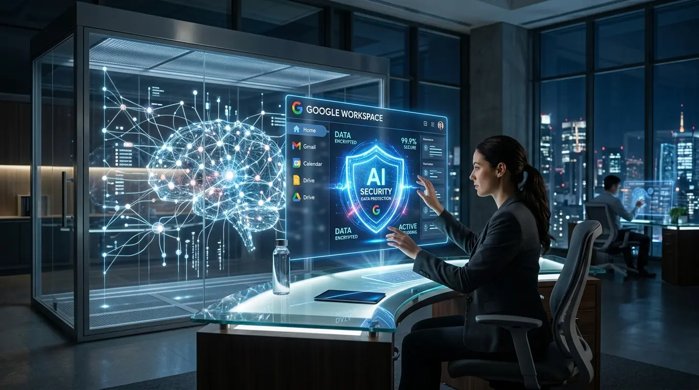 Google WorkspaceのAIセキュリティとデータ保護のイメージ図
