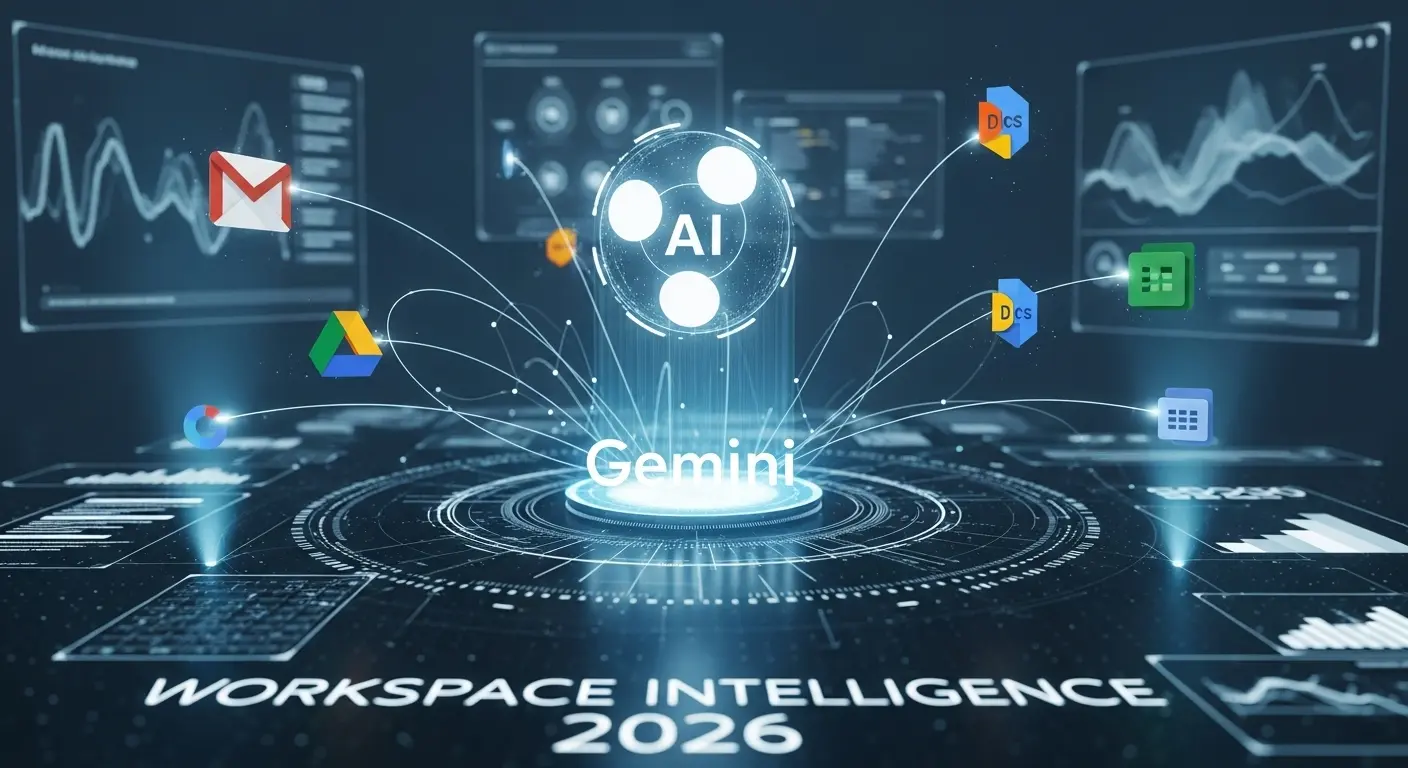 Google Workspace IntelligenceとGemini AIの統合イメージ図