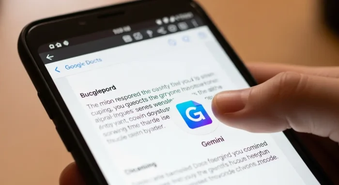 スマートフォンのGoogleドキュメントアプリでGeminiを使用する画面