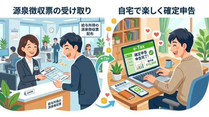 年末調整と確定申告を両方行う会社員のイメージ
