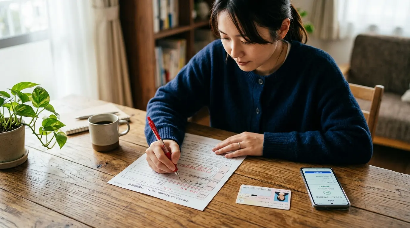 ワンストップ特例申請書の書き方とマイナンバーカード、スマホ画面