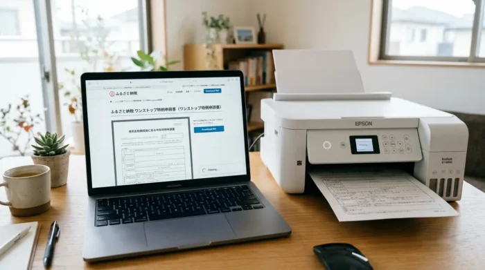 パソコン画面からのワンストップ特例申請書PDFダウンロードイメージ