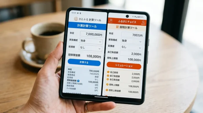 さとふる・ふるさとチョイスの計算ツール画面比較