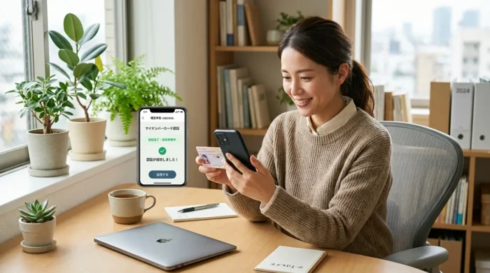 スマホでe-Taxアプリを使って副業確定申告を行うイメージ